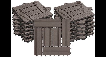 WARRAICH-Set van 22 WPC Terrastegels - Vloertegels met Houtlook voor Terras, Kleur Koffie