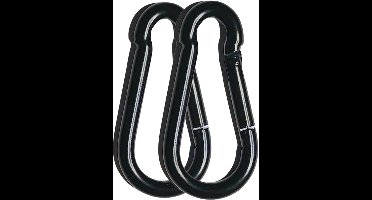 DX - Duopakket 7x70mm Gegalvaniseerde Karabijnhaak - 2 stuks - Zwart - Musketonhaak - Verzinkt Staal