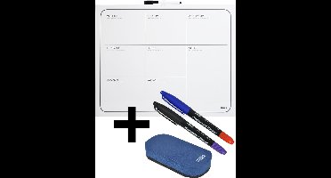 DESQ® Weekplanner met Stiften en Wisser - Whiteboard - Frameloos - Magnetisch - Droog Uitwisbaar - Agenda indeling - 40 x 50 cm