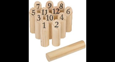Eddy Toys Houten Pinspel 13-delig - Buitenspel voor Kinderen en Volwassenen - Tradionele Finse Werpspel van Hout - Outdoor Familiespel met Nummers
