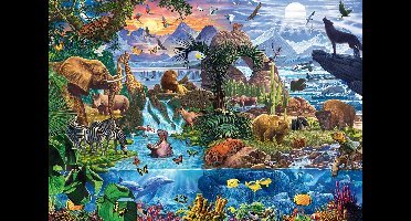 Schmidt legpuzzel Panorama van de dierenwereld - 1500 stukjes puzzel.