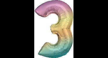 Amscan Cijferballon 3 86 Cm Blauw/roze/goud