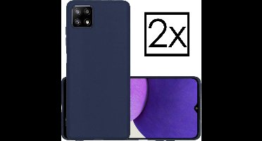 Hoesje - 2 Stuks - Geschikt voor Samsung Galaxy A22 5G - Sterk & Shockproof - Case Siliconen - Back Cover - Telefoon Hoes - Donkerblauw