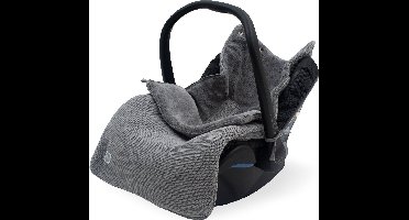 Jollein - Voetenzak voor Autostoel & Kinderwagen (Stone Grey) - Basic Knit - Katoen - Polyester - Footmuff Kinderwagen of Autostoel - 42x82cm
