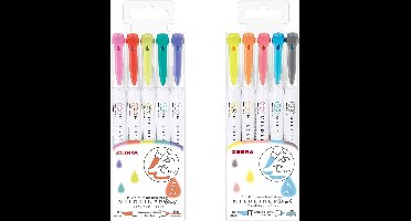Zebra Mildliner - Brush pennen - Dubbelzijdig - Bright en friendly kleuren - 2 sets van 5