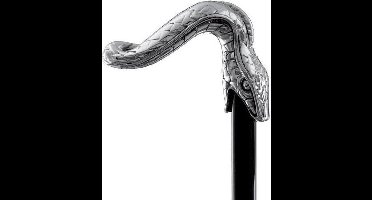 MadDeco - Slang - Beukenhouten wandelstok met zilver verguld handvat - Italiaans design