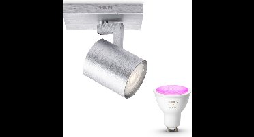 Philips Hue Runner Opbouwspot (Aluminium) - Wit en Gekleurd Licht - Wandspot of Plafondspot met 1 Lichtpunt - GU10 - Hue White and Color Ambiance
