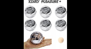 AI&E  Jeu de boule - 6 stuks - Metallic - Met Klein Hout Balletje - Met Gratis opbergdoos in de Kleur Blauw