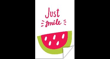 Poster Illustratie met de quote "Just smile" en een stuk watermeloen - 20x30 cm