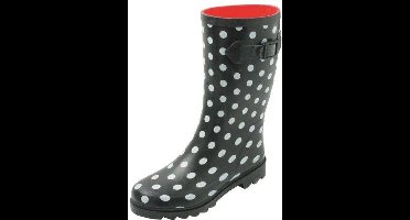 Gevavi Regenlaars Boots | Stip Dameslaars Rubber | Maat 38 | Zwart/Wit