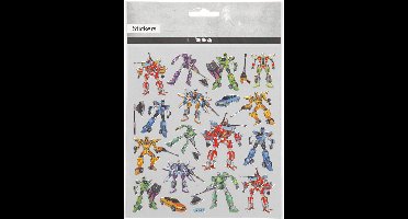 Stickers, transformers, vel 15x16,5 cm, ca. 19 stuk, 1 vel