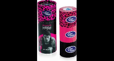 My CureTape® Panther Power - kinesiotape - koker met 3 rollen 5cm x 2,5 m - Leopard, pink en zwart - Kinesiotape - FysioTape - Ideaal voor blessureherstel en klachten