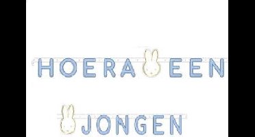 Letterslinger Nijntje baby blauw Hoera een jongen.