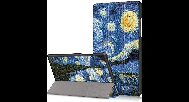 Hoes Geschikt voor Samsung Galaxy Tab A7 hoes - (2020/2022) - Sterrennacht Print Trifold smart cover Kunstleer bookcase