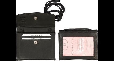 Kleine Schoudertas - Vakantietas - Documententasje - Nektasje - Reisportemonnee - Unisex - Leer -Zwart