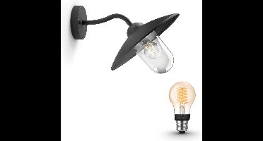 Philips Hue Hammock Wandlamp voor Buiten (Zwart) - Buitenlamp - E27 - Warmwit Licht - Hue White Filament