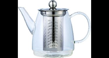 KINGHOFF 4843 - Elegante glazen theepot met RVS filter - 900 ML - hoogwaardig borosilicaatglas - vaatwasserbestendig