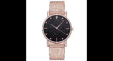 Modern Dames Horloge Rosé & Zwart• Fashion • Rosegold • Roze • Zwart • Zilver • Rood • Blauw • Groen