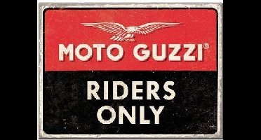 Moto Guzzi Riders Only. Koelkastmagneet 8 cm x 6 cm.