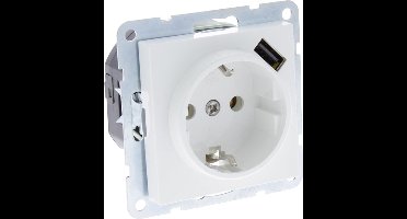 Q-Link S–Line contactdoos – randaarde – USB – 2.1A – 5V – polarwit