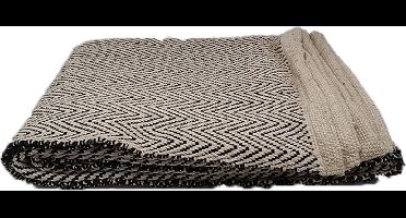 Woonkamer vloerkleed 120 x 170 cm - 100% katoen - Coton - Zwart - Motif Zwart - SILUMEN