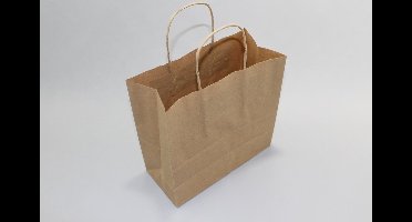 Draagtassen Papier Bruin 32x12x41cm Kraft Papier met gedraaid handvat (50 stuks)
