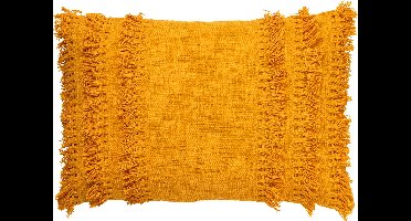 Dutch Decor FARA - Sierkussen 40x60 cm - 100% katoen - met franjes - Golden Glow - geel - Inclusief binnenkussen - Luxe kussens voor woonkamer & bank