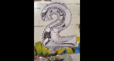 cijferballon 2 zilver met witte ster 37x45cm kindercrea