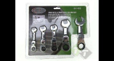 Steekring ratelsleutel set, 5 delig, Metrisch, 10,12,13,17,19mm