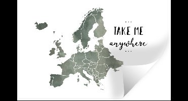 Muurstickers - Sticker Folie - Kaart Europa - Grijs - Quote - 30x20 cm - Plakfolie - Muurstickers Kinderkamer - Zelfklevend Behang - Zelfklevend behangpapier - Stickerfolie