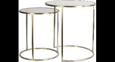 Light & Living Duarte Bijzettafel - Glas Bruin/Licht Goud - Ø50+Ø40 cm
