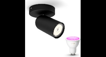 Philips Hue Pongee Opbouwspot (Zwart) - Wit en Gekleurd Licht - Wandspot of Plafondspot met 1 Lichtpunt - GU10 - Hue White and Color Ambiance