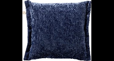 Dutch Decor LEWIS - Sierkussen 45x45 cm - fluweel - met sierrand - Insignia Blue - donkerblauw - Inclusief binnenkussen - Luxe kussens voor woonkamer & bank