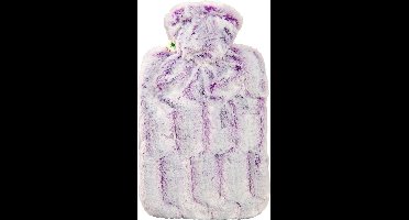 Warm water kruik met warme bont hoes - lila - 1800 ml - hoogpolig pluche - kinderen/volwassenen - cadeau