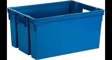 EDA Opbergbox/opbergkrat 50 L - blauw - kunststof - 56 x 41 x 29 - stapelbaar/nestbaar