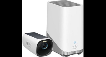 eufy Security - eufyCam 3 Set met 1 camera's - Wit en zwart,4K draadloos Beveiligingscamerasysteem met geïntegreerd zonnepaneel - AI gezichtsherkenning