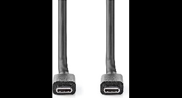 Nedis USB-Kabel - USB 3.2 Gen 2 - USB-C Male - USB-C Male - 100 W - 4K@60Hz - 20 Gbps - Vernikkeld - 2.00 m - Rond - PVC - Zwart - Label