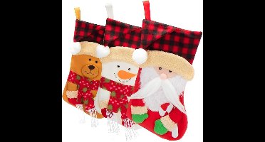 3x premium kerstsok XL om te vullen - kerstlaarzen om op te hangen - kerstversiering in traditioneel design - kerstsok 43 x 24 cm