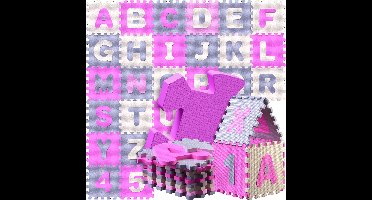 Spielwerk XXL Puzzelmat - Schuim 86 Delen Cijfers Letters - Roze
