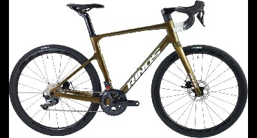 Rinos Odin5.0 Carbon Road - Racefiets - met SHIMANO Ultegra R8000 - 22 versnellingen en schijfremmen - lichte fiets voor dames en heren - Wielen van koolstofvezel - 700 x 40C - Kameleon Goud - Groen 56