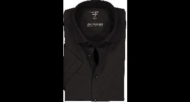 OLYMP Level 5 24/Seven body fit overhemd - korte mouw - zwart tricot - Strijkvriendelijk - Boordmaat: 41
