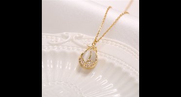 Gading® Ketting dames met hanger - rosegoud plating Tulpen met zirkonia - staal collier - 40+6 cm-valentijn cadeautje