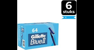 Gillette Blue II - Wegwerpscheermesjes - 64 Stuks - Voordeelverpakking 6 stuks