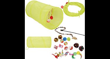 Springos Kattenspeeltjes - 21 Stuks - Inclusief Tunnel - Speelgoed - Duurzaam