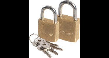 Hangslot met 3 sleutels - set van 2 formaten - 40/50 mm - messing - kofferslot