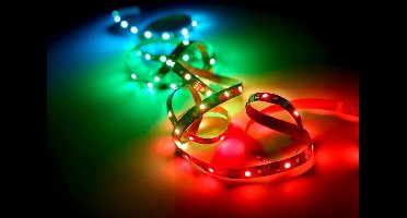 REALITY RACER Ledstrip - Zwart - LED RGBW 10W - Lengte 5 m - Inkortbaar - Geintegreerde dimmer - Memory functie - Afstandsbediening - RGB-kleurwisselaar - Sound control