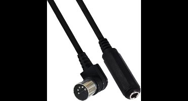 DIN 5-pins (m) haaks - 6,35mm Jack (v) audio adapter kabel / zwart - 0,30 meter
