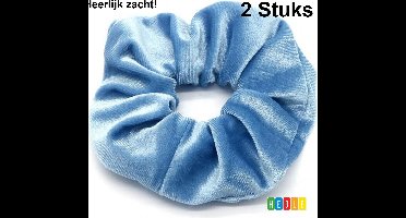 2x Haarwokkel Scrunchie - Pastelblauw Velvet - Haarelastiek - Haar Mode - Heble®