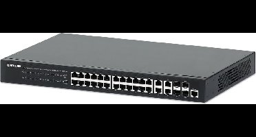 Intellinet 24-poorts Gigabit Ethernet PoE+ webbeheerde switch met 4 Gigabit combo Base-T/SFP-poorten