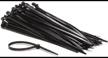 Perel Set nylon kabelbinders 4.6x200mm - Zwart, UV-bestendig, 100 st.